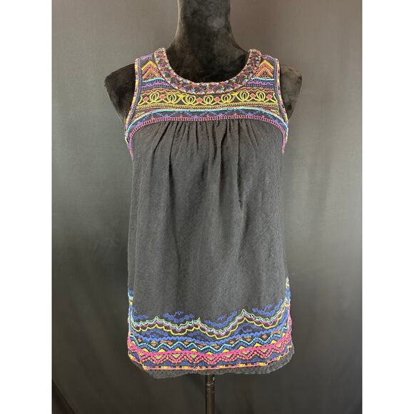 Anthropologie Akemi + Kin Embroidered Boho Abstract Tank Top, Size 4 - Picture 1 of 9